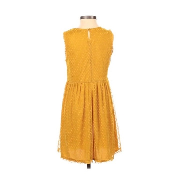 Blue Rain Casual Dress Mustard Yellow Lacy Floral Embroidered Cottage Womens XXS - Picture 2 of 6